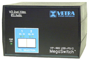 VIP-602-KMAV2-DE 2 Port Dual-Head USB - PS/2 Hybrid KVM Switch w/ audio