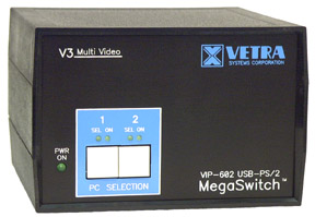 VIP-602-KMV3-DE 2 Port Multi-Head USB - PS/2 Hybrid KVM Switch