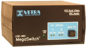 USB-802-KMAV2 2 port dual-head USB KVM Switch w/audio
