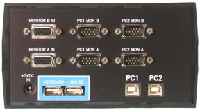 USB-802-KMV2 2 port dual-head USB KVM Switch rear view
