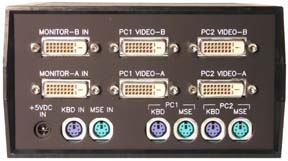 rear view of VIP-802-KMD2 KVM DVI Switch