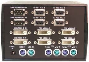 rear view of VIP-802-KMD2-TS2 KVM and serial DVI Touchscreen Switch