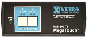 front view of USB-802-IN2D-TS-DE USB touchscreen switch
