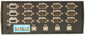 USB-804-KMV3 4 port dual-head USB KVM Switch rear view
