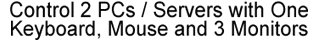 Control 2 PCs/Servers with one keyboard, mouse and 3 monitors