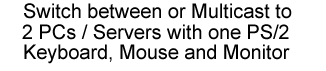 Switch between or multicast to 2 PCs/servers with one ps/2 keyboard, mouse and monitor