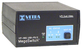 VIP-602-KMV2 2 Port Dual-Head USB - PS/2 Hybrid KVM Switch