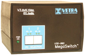 USB-802-KMAV3-DE 2 port multi-head USB KVM Switch w/audio