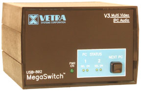USB-802-KMAV3 2 port multi-head USB KVM Switch w/audio