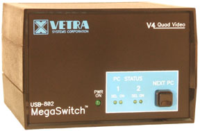 USB-802-KMV4 2 port quad-head USB KVM Switch