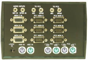 VIP-802-KMAV3 Multi-Head KVM Switch w/ audio (rear view)
