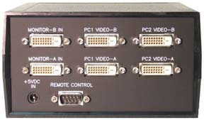 rear view of VIP-802-D2 dual-head DVI Switch