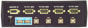 USB-804-KMV 4 Port USB KVM Switch(rear view)