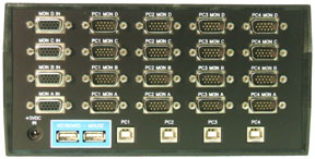 USB-804-KMV4 4 port quad-head USB KVM Switch rear view