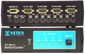 VIP-804-KMV-B "SwitchCaster" 4 port KVM Switch and Multicaster